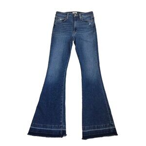 HUDSON Rockport HEIDI Distressed Raw Edge Flare Hem 5 pocket Logo Hardware Jeans